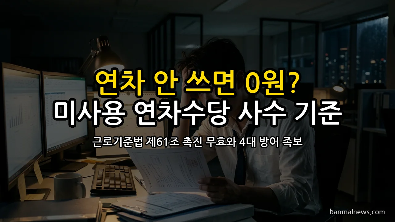 "연차 안 쓰면 수당 1원도 못 준다?" 11월 회사 서명 압박 뒤에 숨은 150만 원 증발의 덫과 미사용 연차수당 100% 사수 4대 절대 기준