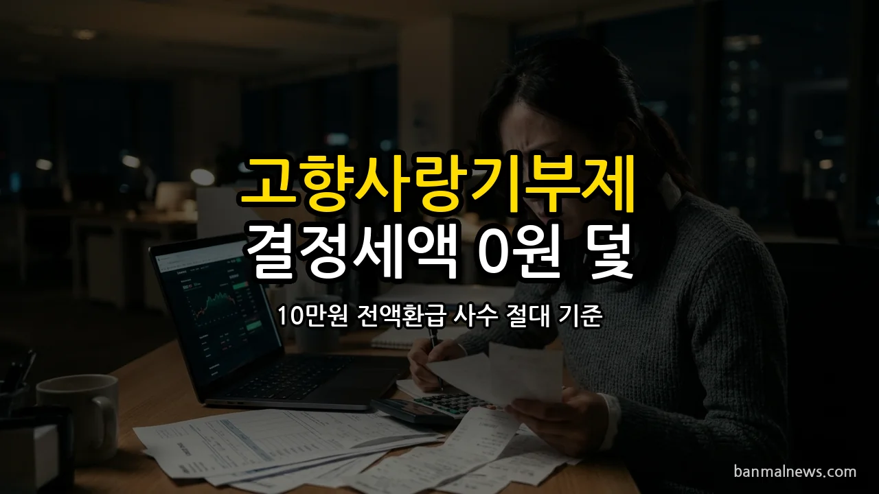 "10만 원 내면 13만 원 번다?" 고향사랑기부제 결정세액 0원 덫과 12월 31일 전액 환급·답례품 사수 4대 절대 기준