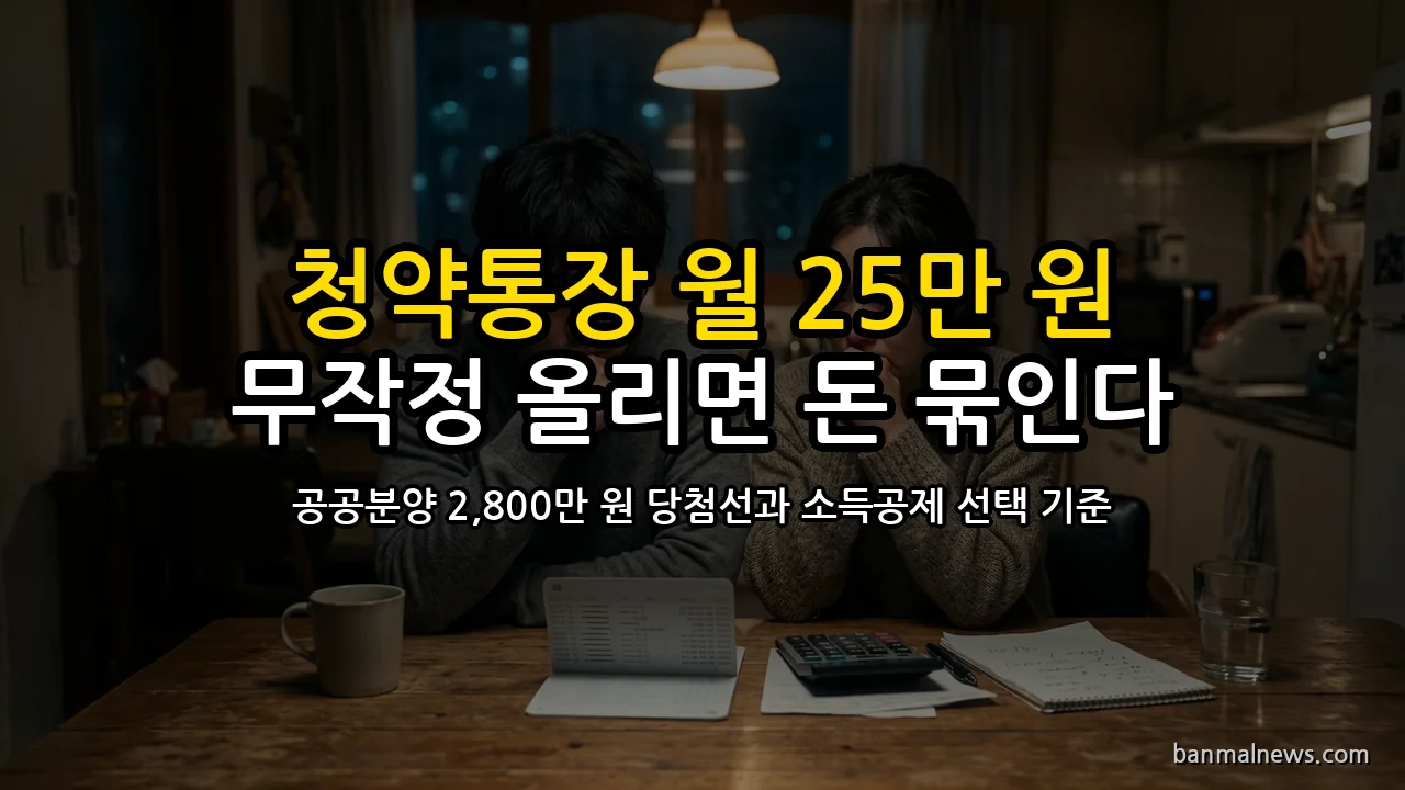 청약통장 월 25만 원 상향, 무턱대고 올리면 돈 묶인다: 10만 vs 25만 공공분양 당첨선과 연말정산 300만 원 소득공제 선택 절대 기준