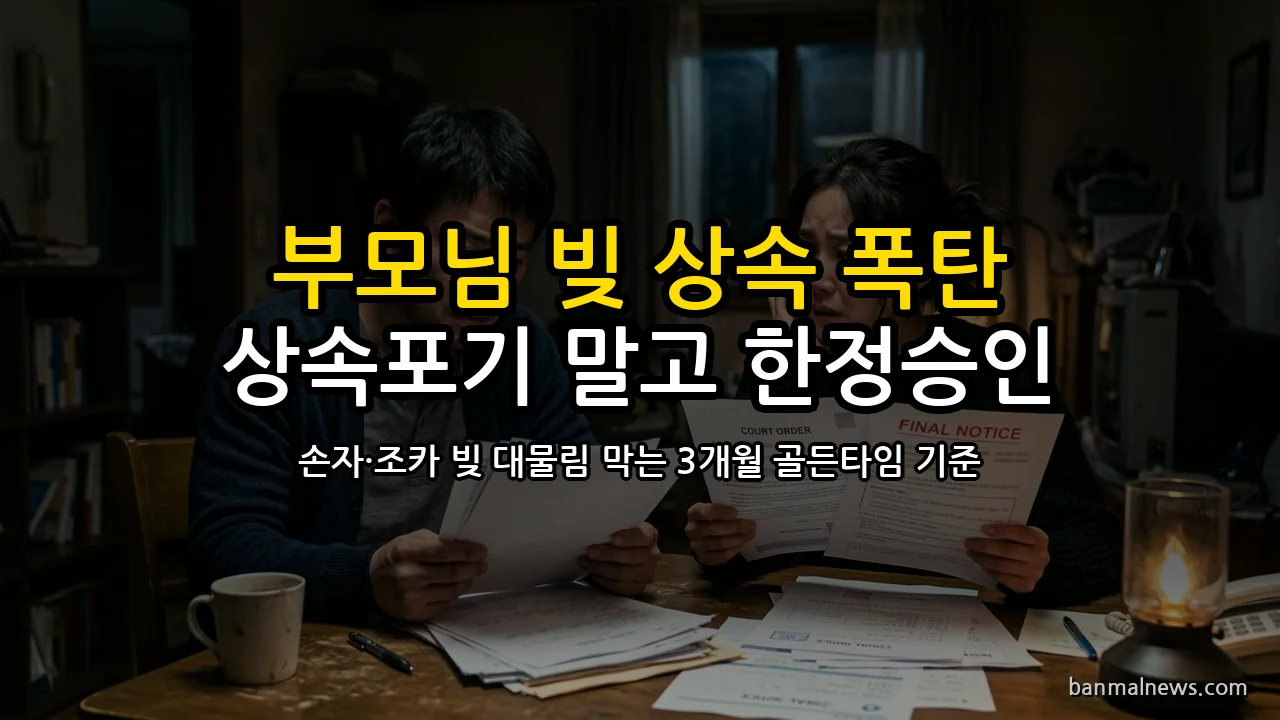 부모님 빚 1억 상속 폭탄 막는 '상속포기 vs 한정승인' 3개월 골든타임과 손자·조카 빚 대물림 차단 선택 절대 기준