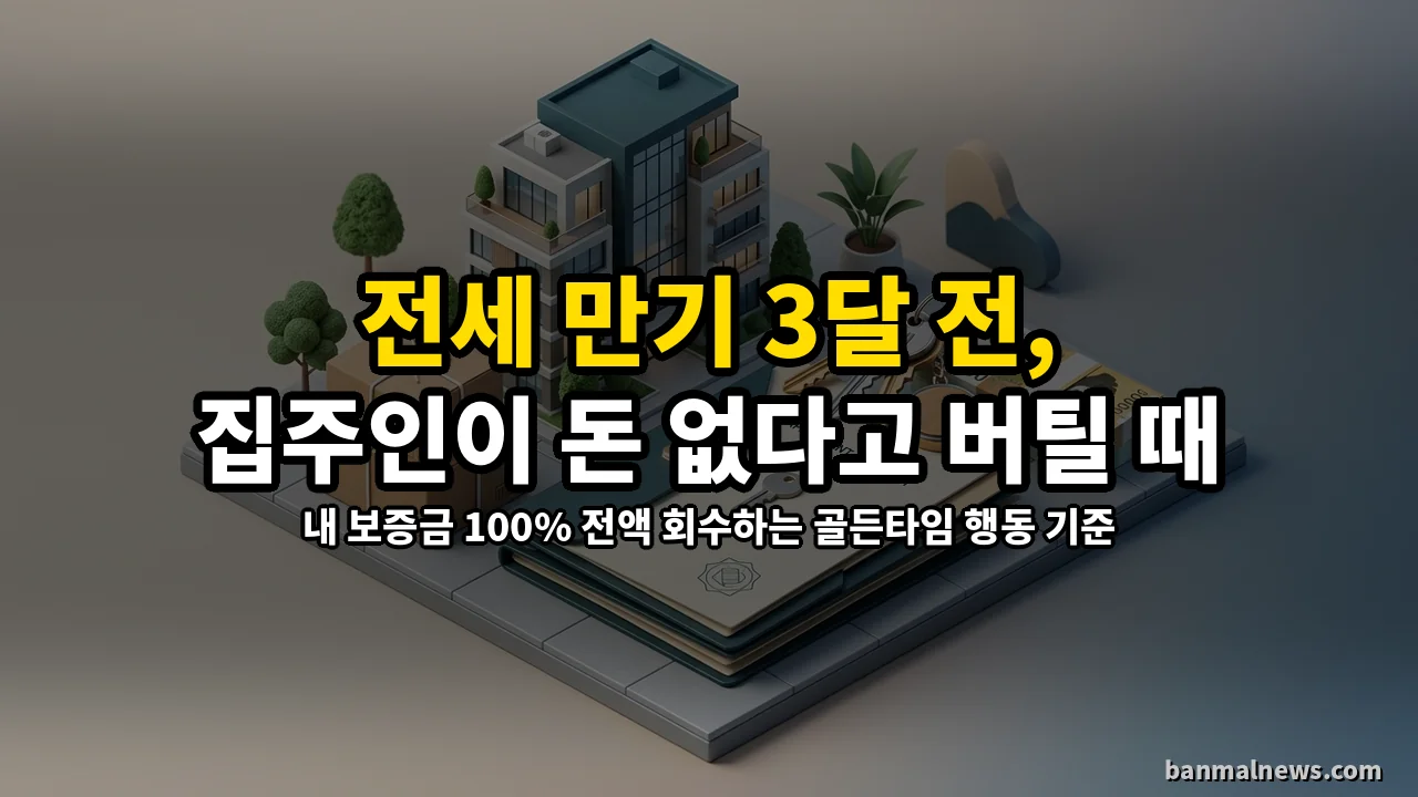 전세 만기 3개월 전 집주인이 '돈 없다'고 버틸 때: 내 피 같은 보증금 100% 회수하는 골든타임 행동 기준