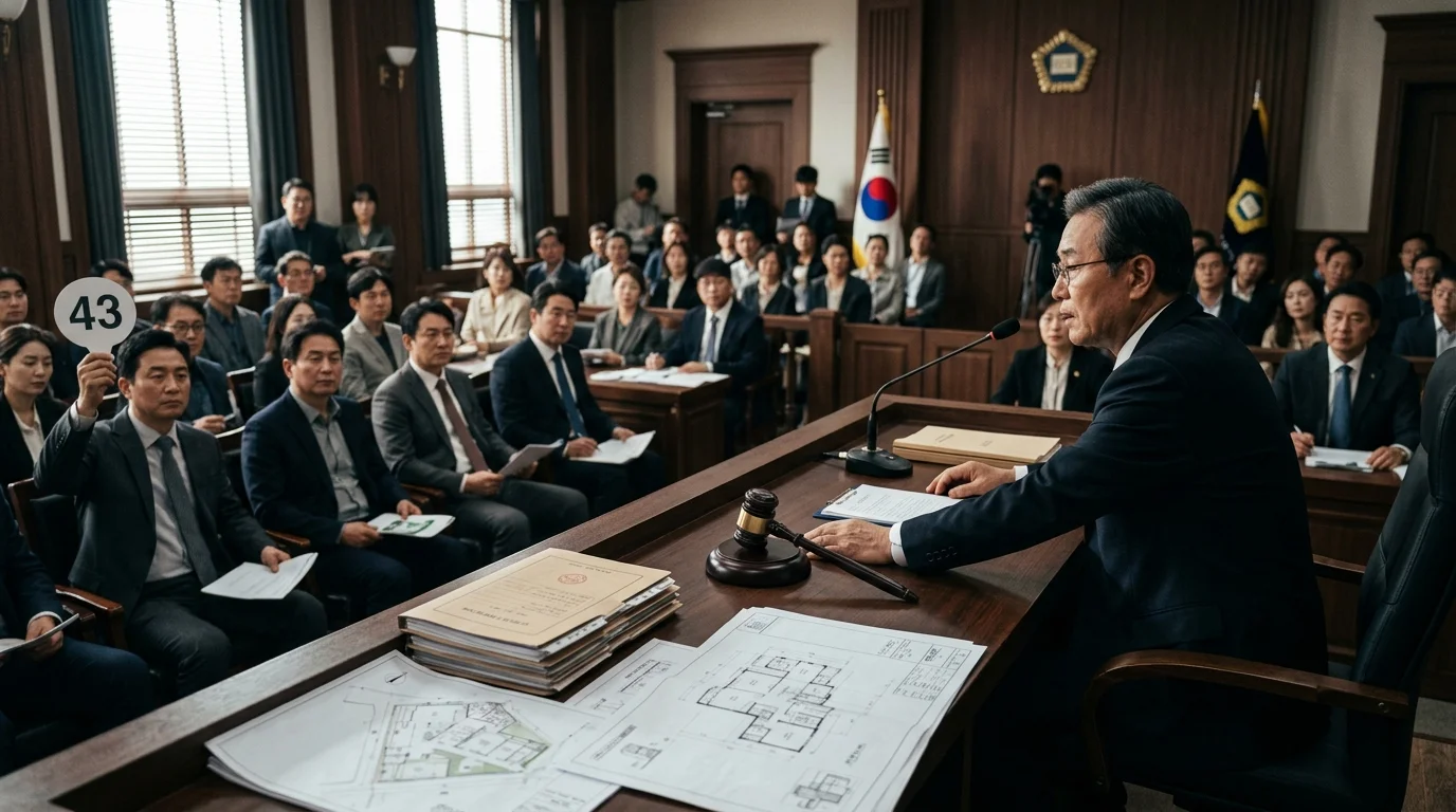법원 경매 입찰 법정과 부동산 권리분석 배당 서류