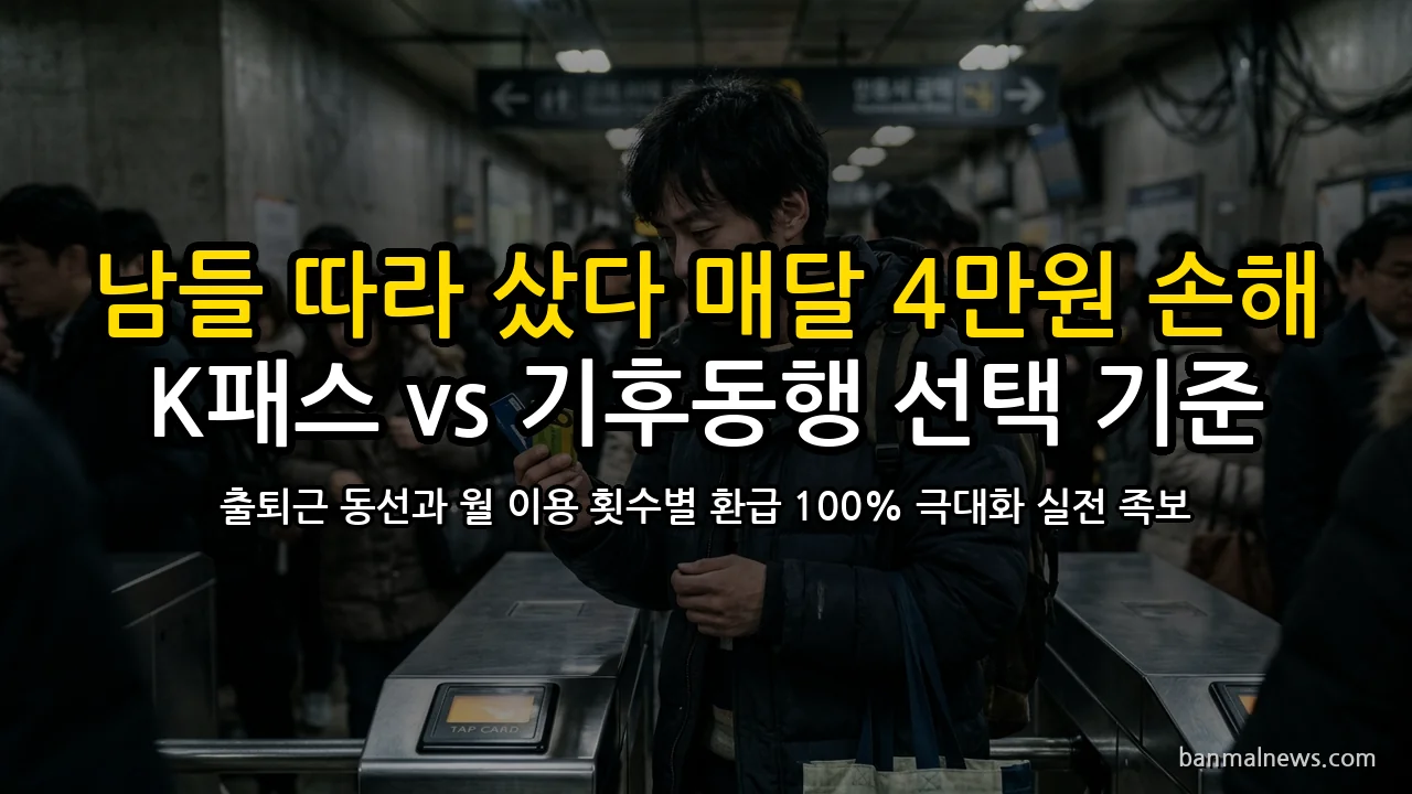 "남들 따라 샀다 매달 4만 원 날린다?" K-패스 vs 서울 기후동행카드 vs The 경기패스 출퇴근 동선별 환급 100% 극대화 선택 절대 기준
