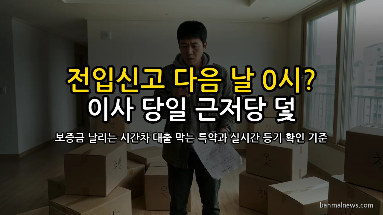 전입신고 당일 집주인이 대출받으면 보증금 0원? '익일 0시' 대항력 공백과 당일 근저당 덫 차단하는 특약·실시간 등기 방어 절대 기준
