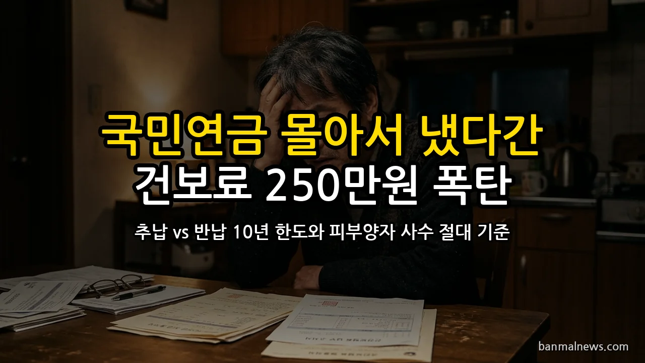 "과거 안 낸 국민연금 몰아서 내면 대박?" 월 50만 원 더 받으려다 건보료 250만 원 폭탄 맞는 '추납 vs 반납' 손익분기점과 4대 선택 절대 기준