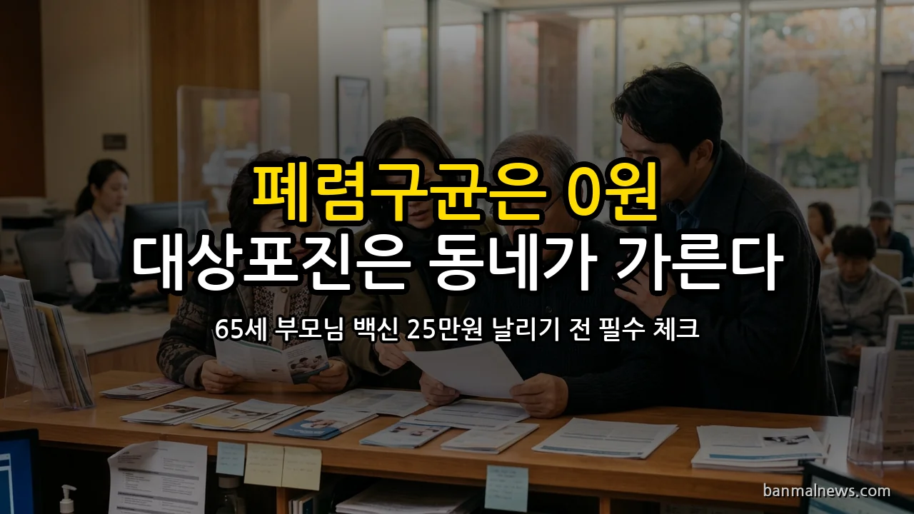 부모님 대상포진 25만 원 다 내기 전 확인: 폐렴구균은 65세 공짜, 대상포진은 사는 동네가 가른다