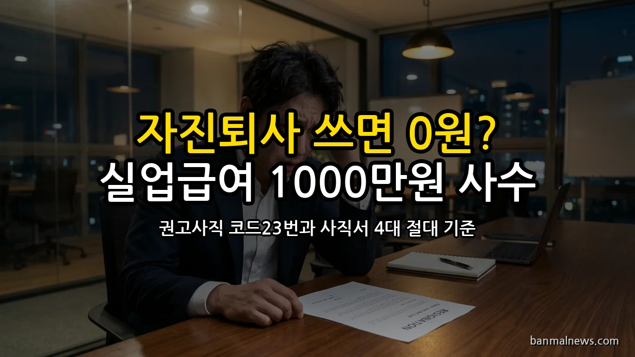 "회사에서 자진퇴사로 써달라고 할 때 서명하면 1,000만 원 날아간다?" 권고사직 vs 자진퇴사 이직확인서 코드와 실업급여 100% 사수하는 4대 절대 기준