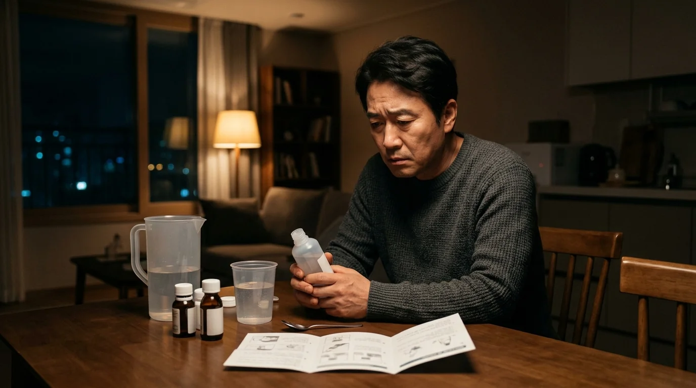건강검진 준비를 위한 안내문과 장세척 복용 준비